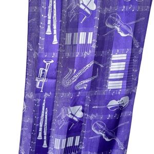 Vintage Music Motif Scarf Indigo Violet Purple Artsy Teacher Kitschy Funky Fun
